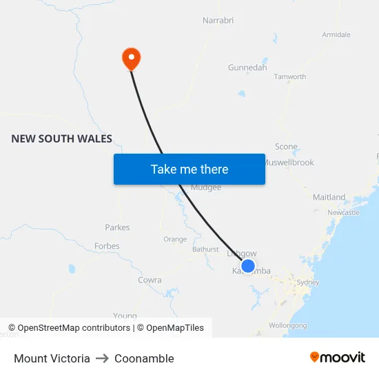Mount Victoria to Coonamble map