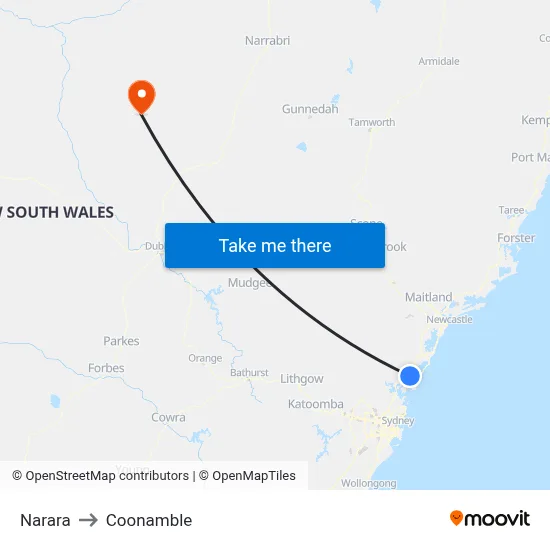Narara to Coonamble map