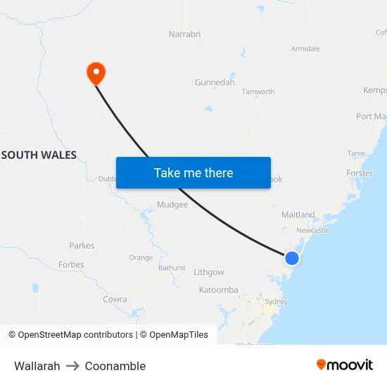 Wallarah to Coonamble map