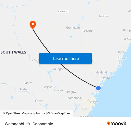 Watanobbi to Coonamble map