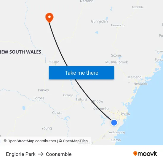Englorie Park to Coonamble map