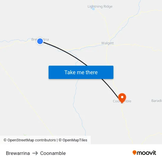 Brewarrina to Coonamble map