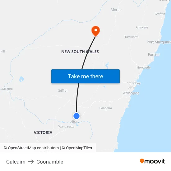 Culcairn to Coonamble map