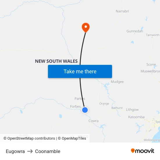 Eugowra to Coonamble map