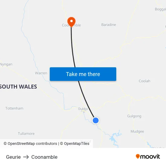 Geurie to Coonamble map