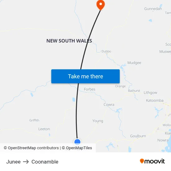 Junee to Coonamble map