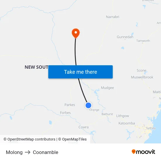 Molong to Coonamble map