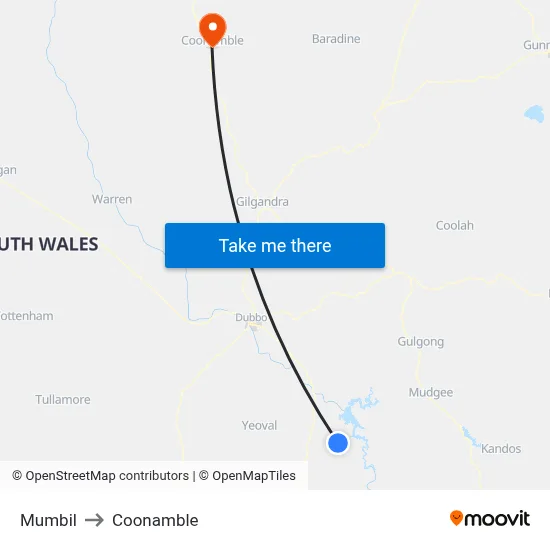 Mumbil to Coonamble map