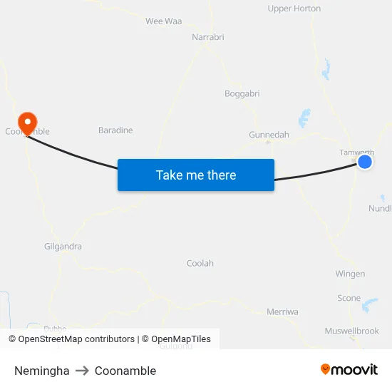 Nemingha to Coonamble map