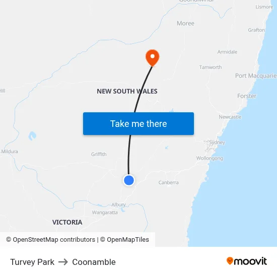 Turvey Park to Coonamble map