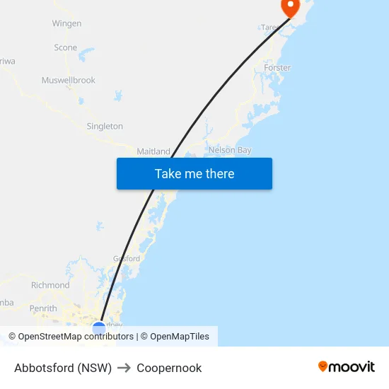 Abbotsford (NSW) to Coopernook map