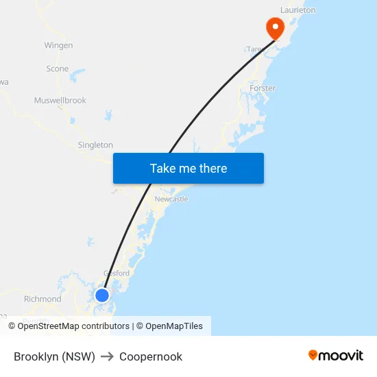 Brooklyn (NSW) to Coopernook map