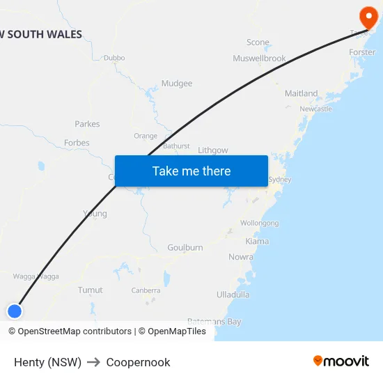 Henty (NSW) to Coopernook map