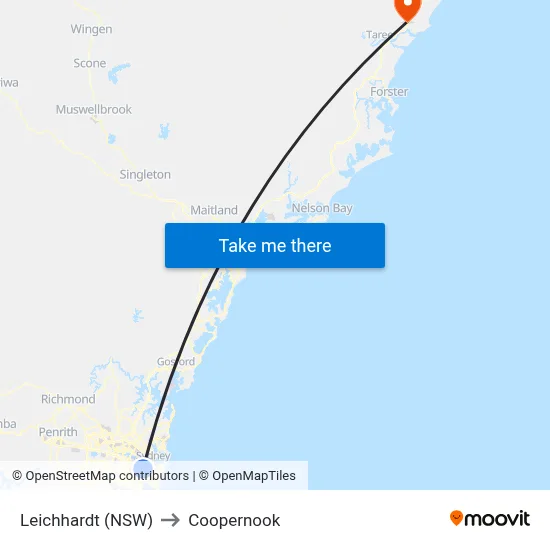 Leichhardt (NSW) to Coopernook map