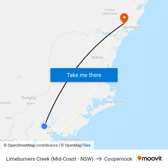 Limeburners Creek (Mid-Coast - NSW) to Coopernook map