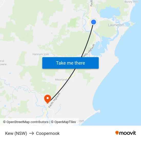 Kew (NSW) to Coopernook map