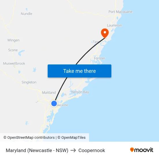 Maryland (Newcastle - NSW) to Coopernook map