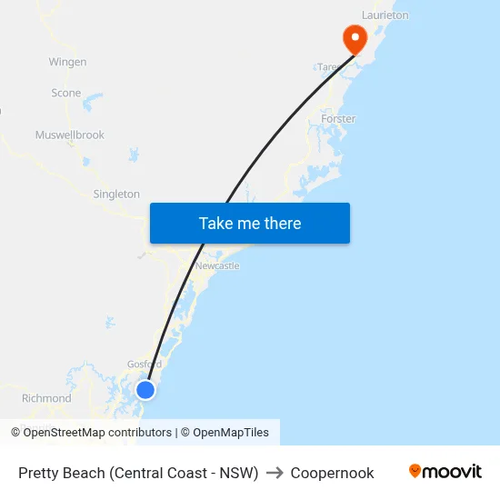 Pretty Beach (Central Coast - NSW) to Coopernook map