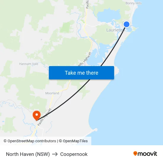 North Haven (NSW) to Coopernook map