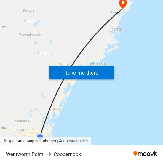 Wentworth Point to Coopernook map