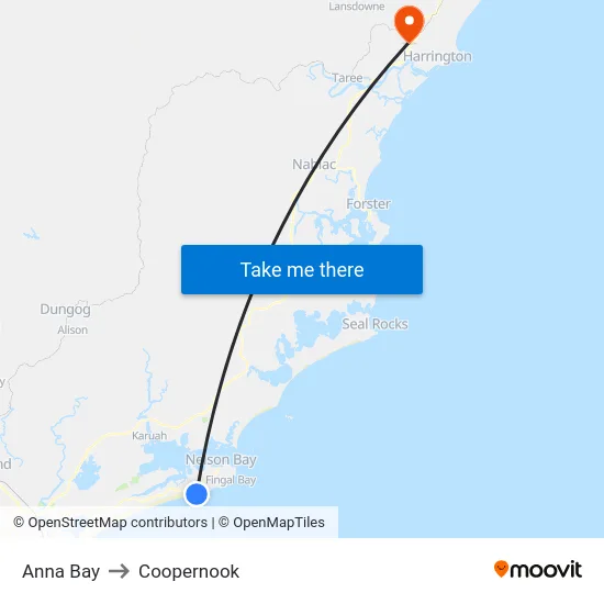 Anna Bay to Coopernook map