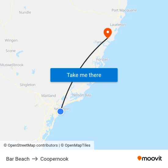 Bar Beach to Coopernook map