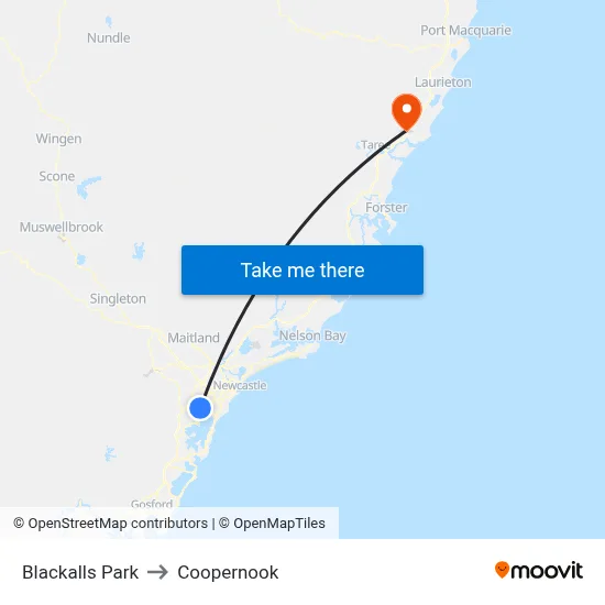 Blackalls Park to Coopernook map