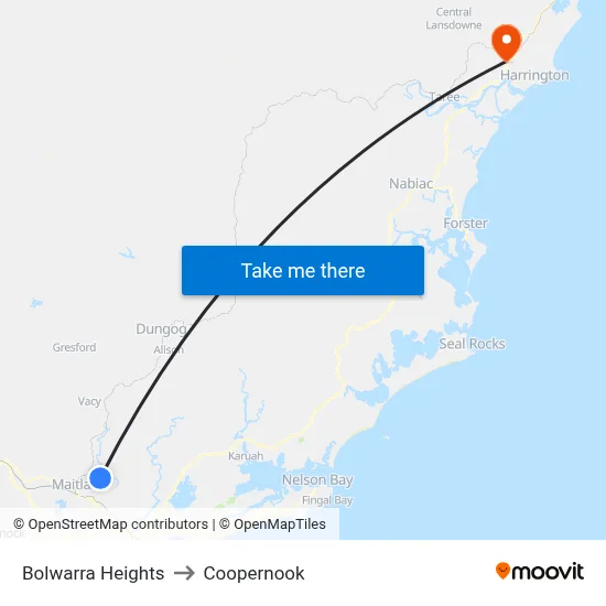 Bolwarra Heights to Coopernook map