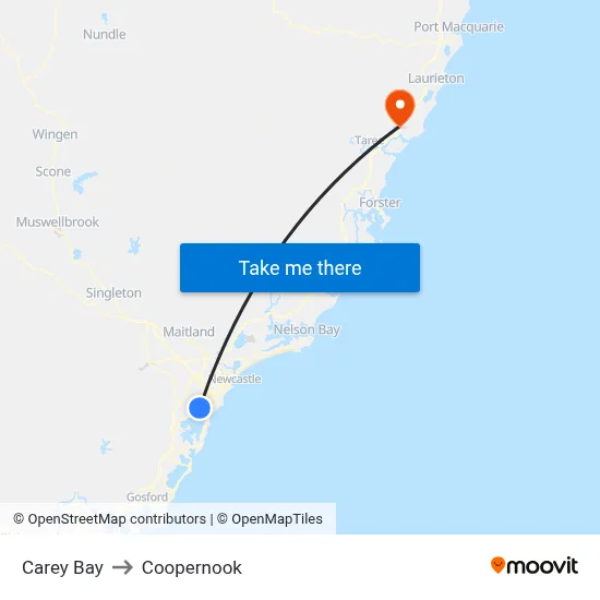 Carey Bay to Coopernook map