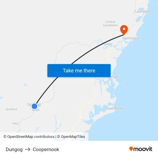 Dungog to Coopernook map