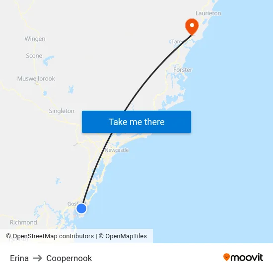 Erina to Coopernook map