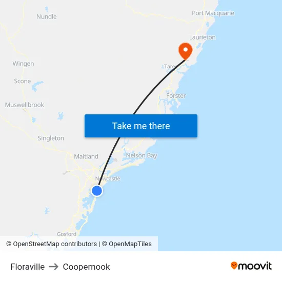 Floraville to Coopernook map