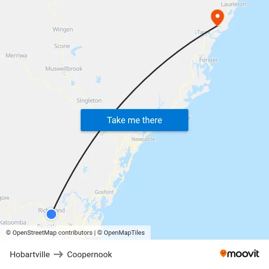 Hobartville to Coopernook map