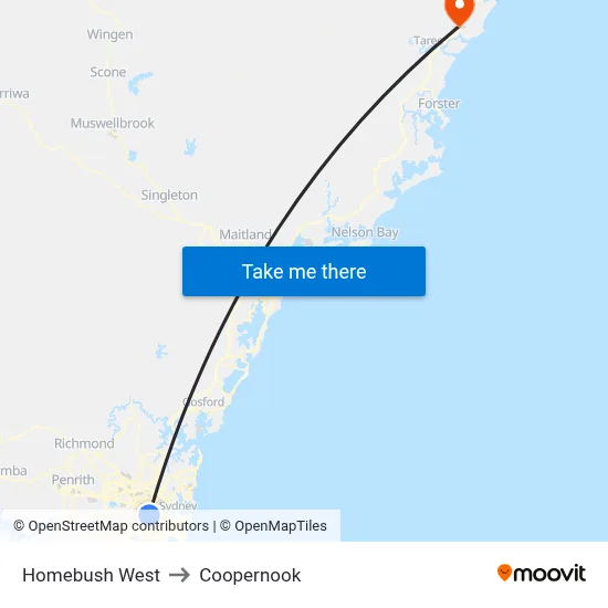 Homebush West to Coopernook map