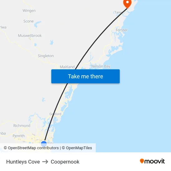 Huntleys Cove to Coopernook map