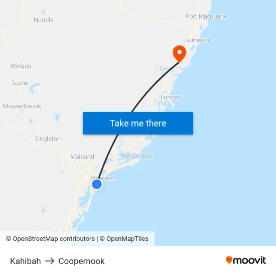 Kahibah to Coopernook map