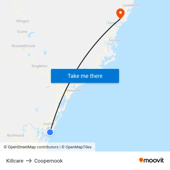 Killcare to Coopernook map