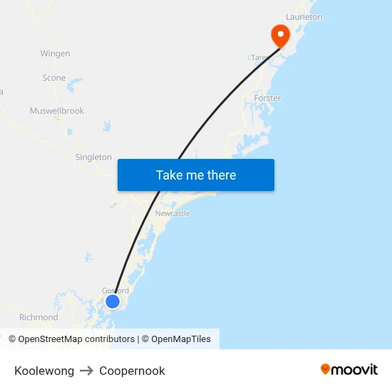 Koolewong to Coopernook map