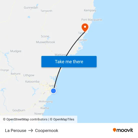 La Perouse to Coopernook map