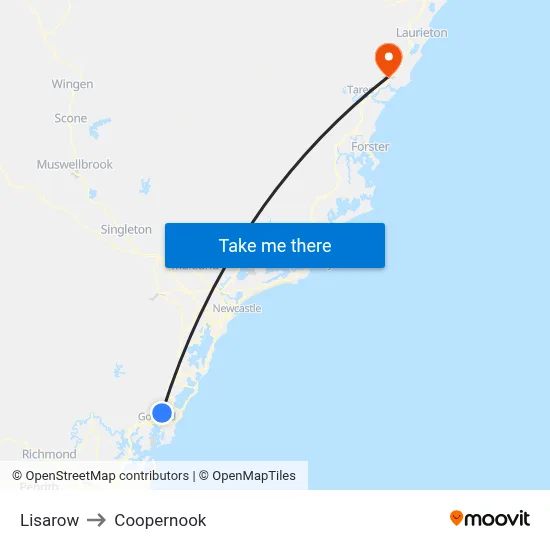 Lisarow to Coopernook map