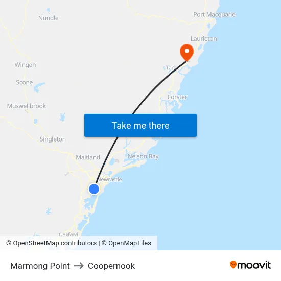 Marmong Point to Coopernook map