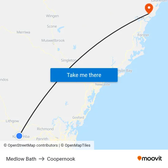 Medlow Bath to Coopernook map