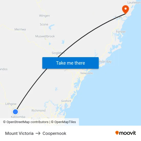 Mount Victoria to Coopernook map