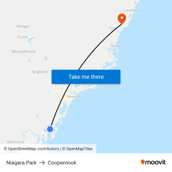 Niagara Park to Coopernook map