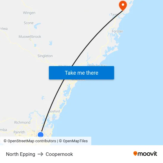 North Epping to Coopernook map