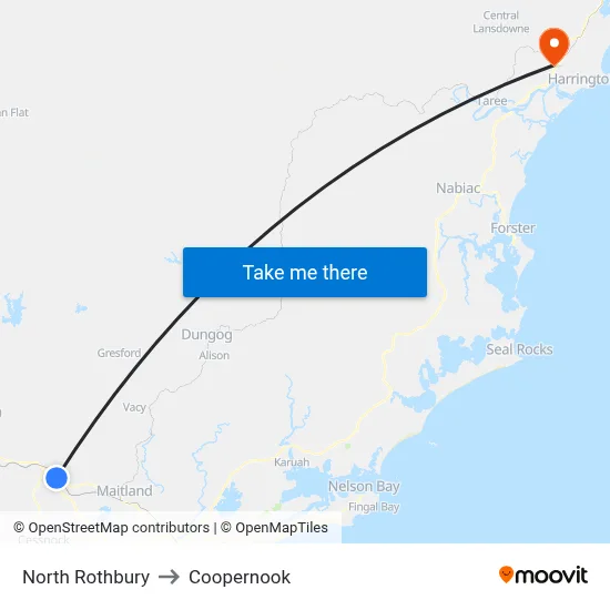 North Rothbury to Coopernook map