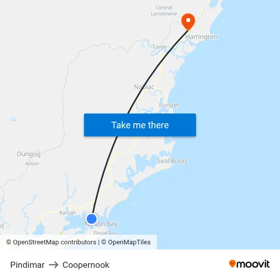 Pindimar to Coopernook map