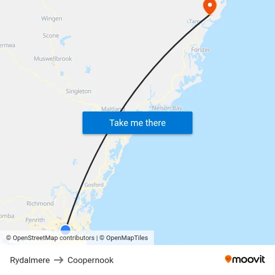 Rydalmere to Coopernook map