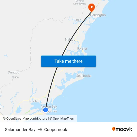 Salamander Bay to Coopernook map