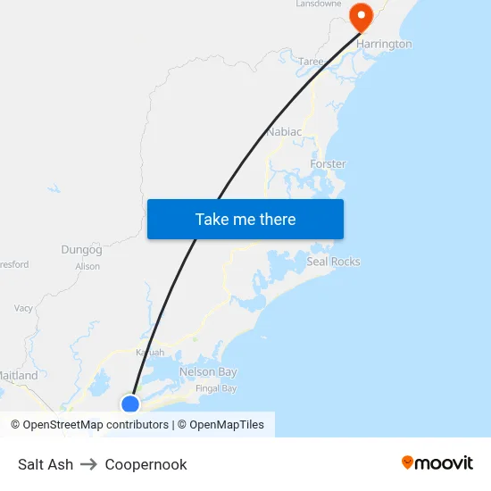 Salt Ash to Coopernook map
